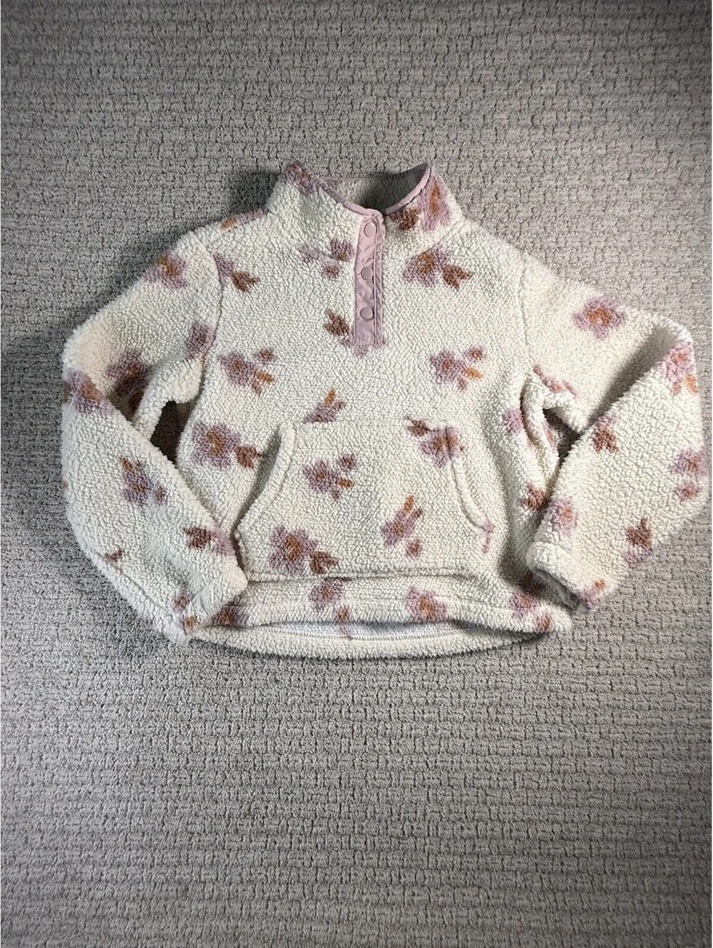 Osh Kosh B’gosh Girls Flower Print  1/4 Zip Sherpa Shirt Size 14